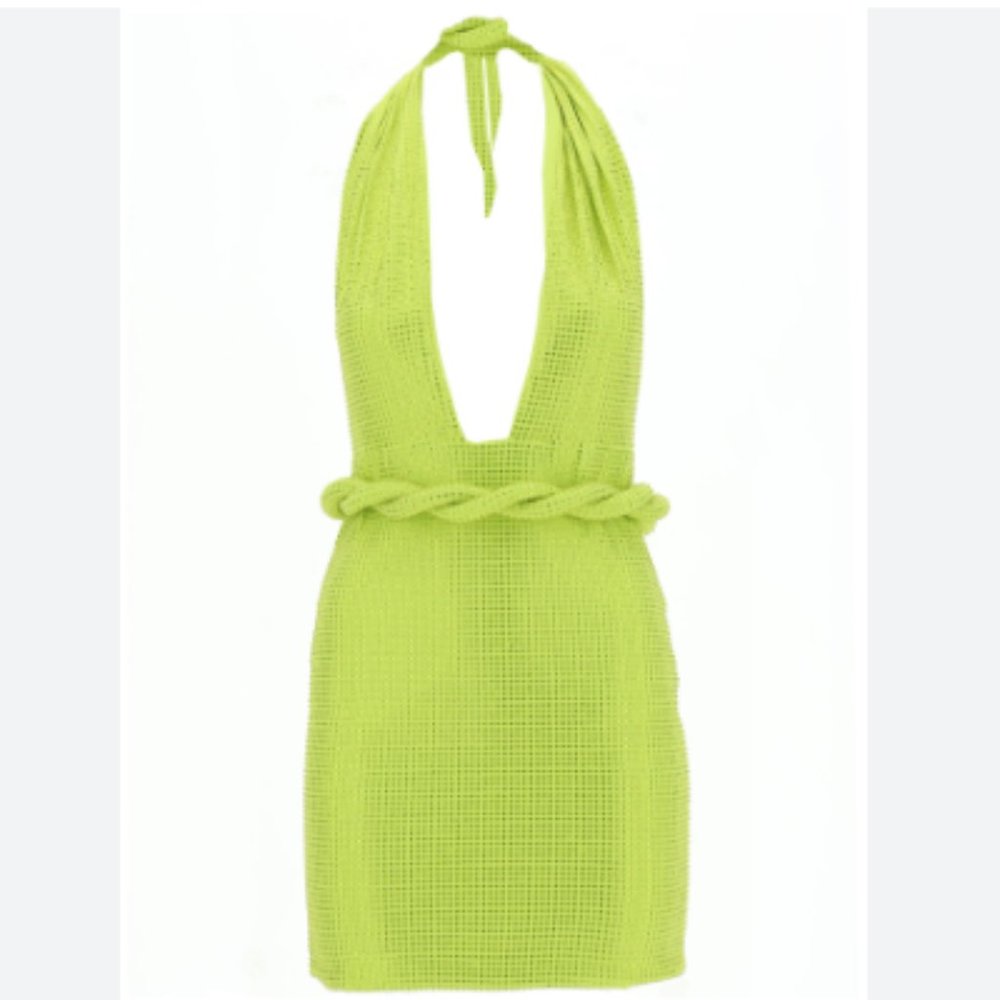 Leslie Amon Amina Minidress Limegreen